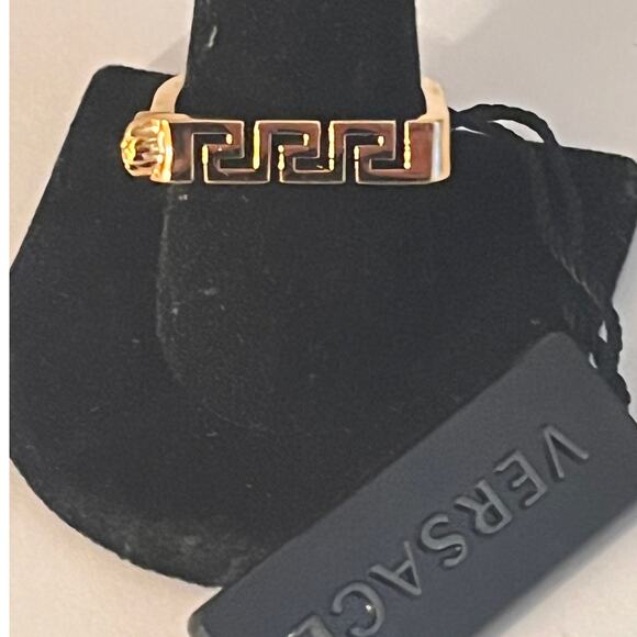 Versace Greca Bar Ring - Gold Tone - Size 10.5 - NEW - Picture 1 of 11